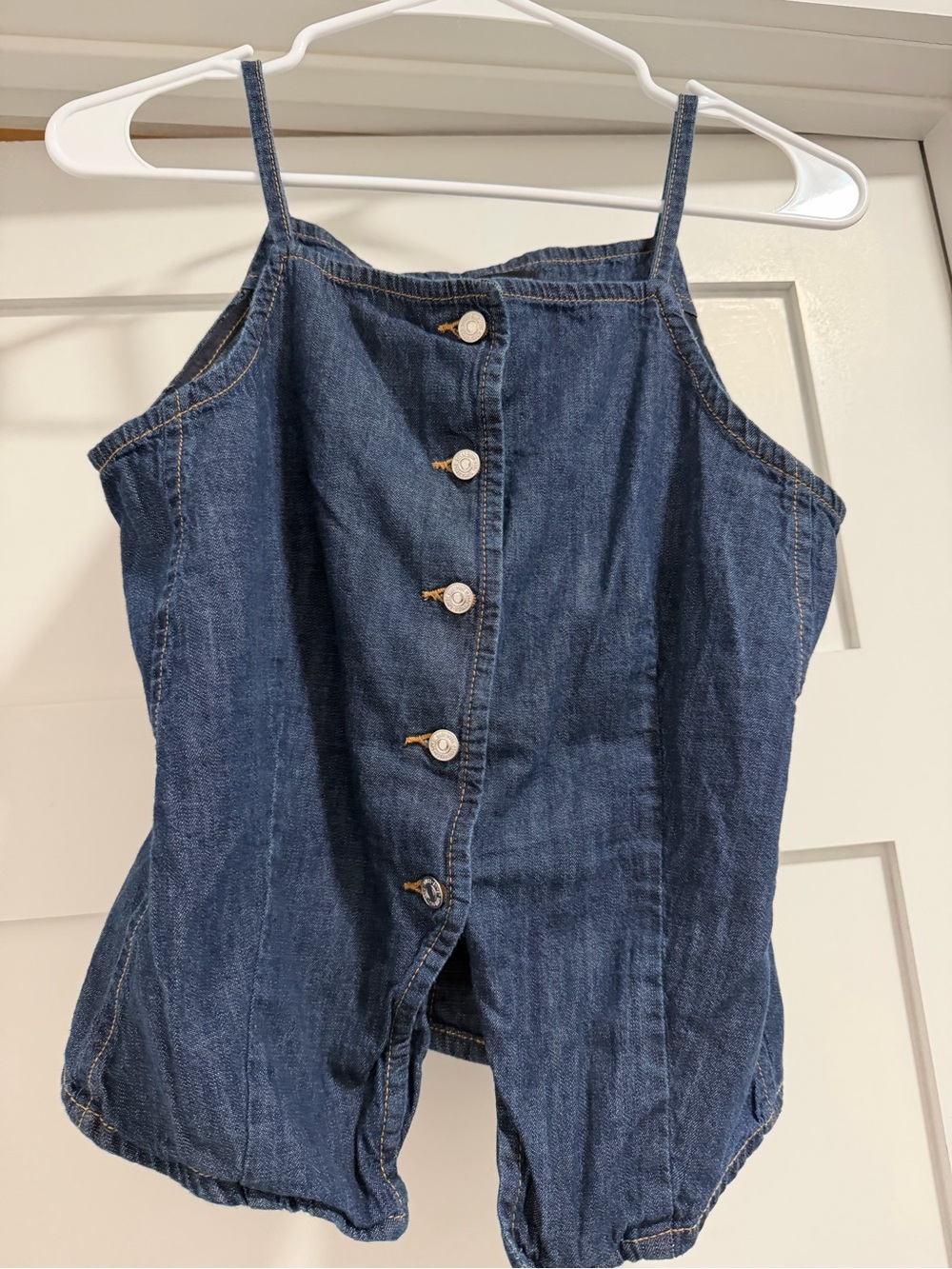 Denim Blue button front top
